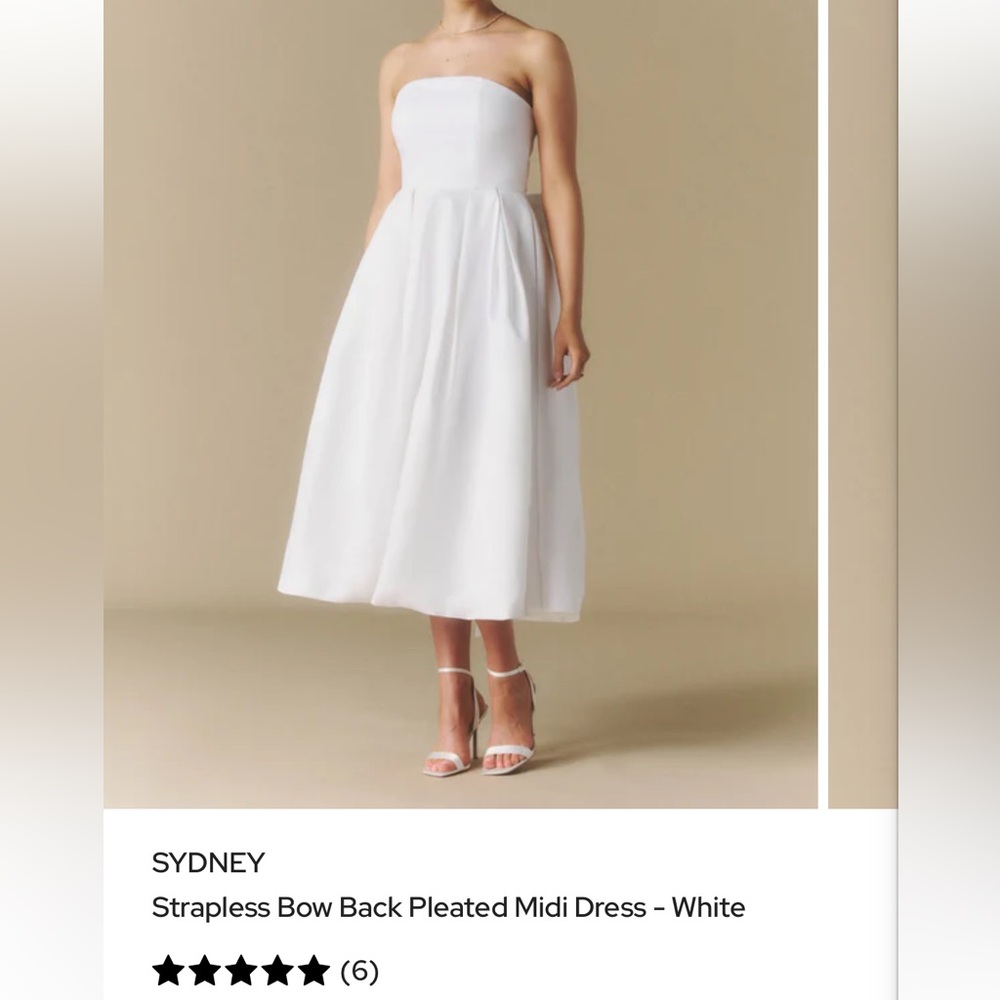Sydney Strapless White Midi Dress
